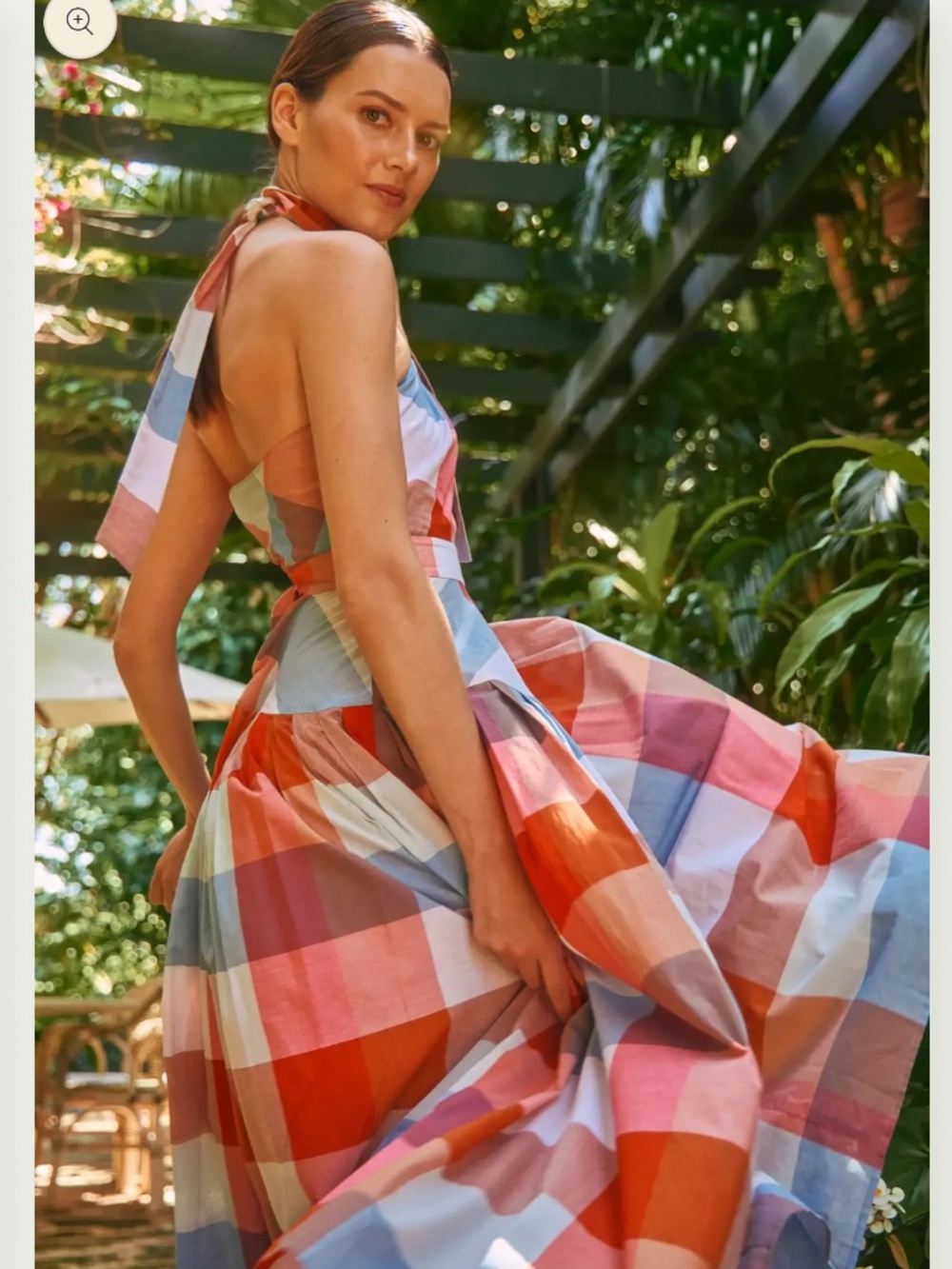 HUNTER BELL Multicolor Gingham Halter Backless Midi Dress - Picture 4 of 11